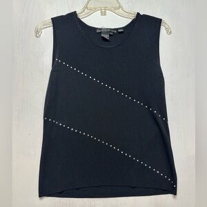 Ziani Couture Black Sleeveless Tank Top Rhinestone Embellished Women’s L